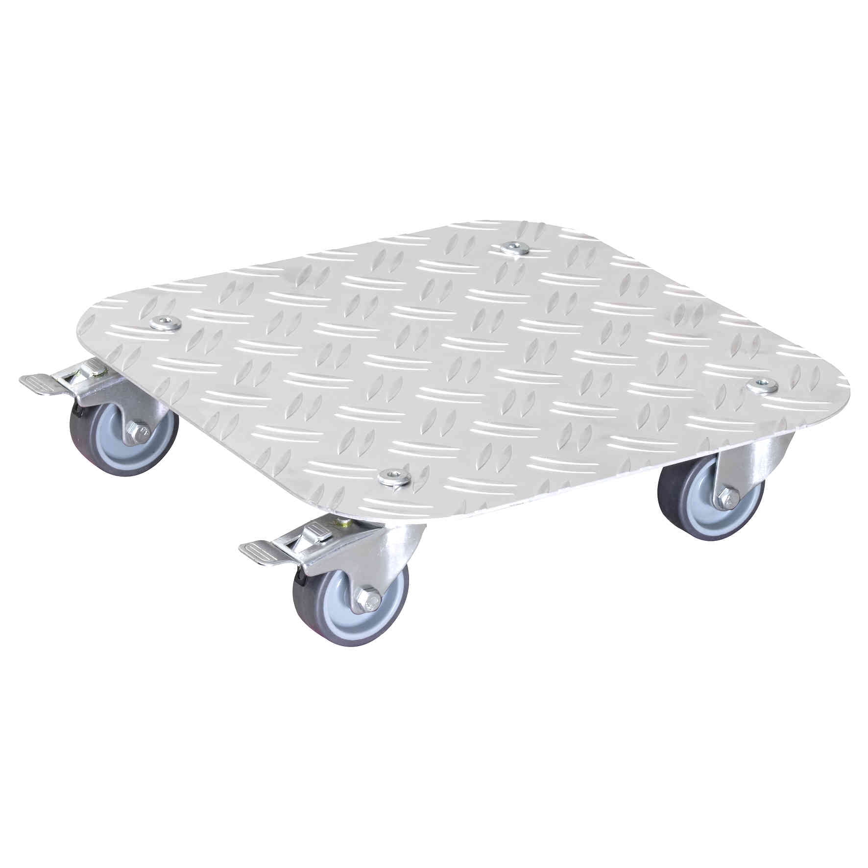 11.4" Silver Diamond-Plated Aluminum Plant Caddy with Locking Casters