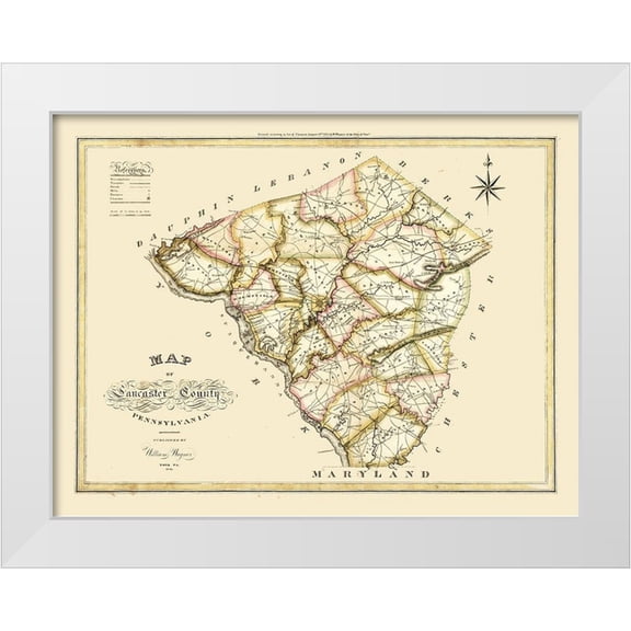 Wagner 14x12 White Modern Wood Framed Museum Art Print Titled - Lancaster County Pennsylvania - Wagner 1821