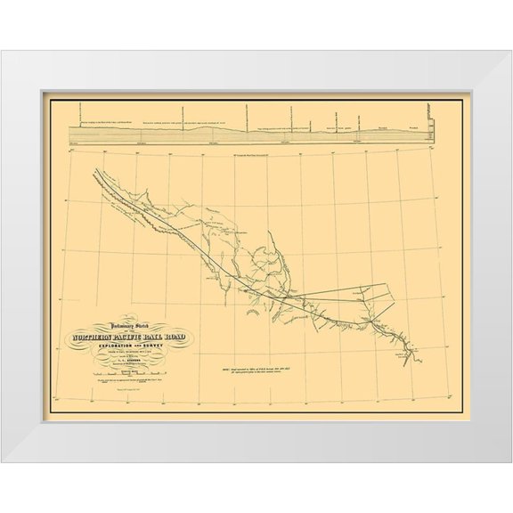 Wagner 14x12 White Modern Wood Framed Museum Art Print Titled - Northern Pacific Railroad Preliminary Survey 1