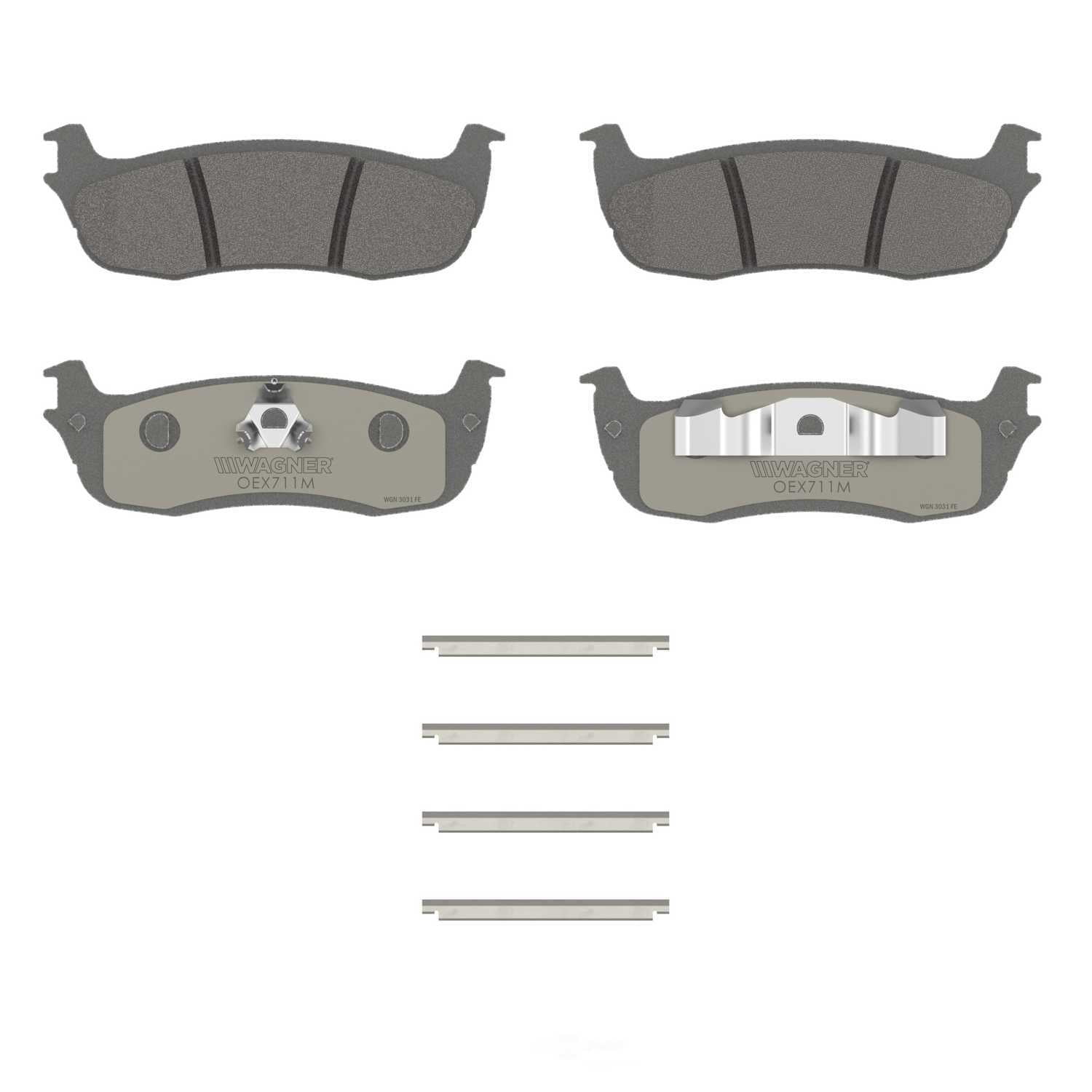Wagner Brake OEX711M OEX Rear Disc Brake Pad Set Premium Semi - Met