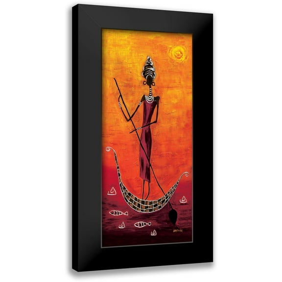 Wagner, Dorota 8x14 Black Modern Framed Museum Art Print Titled - Black Girl on the Ship I