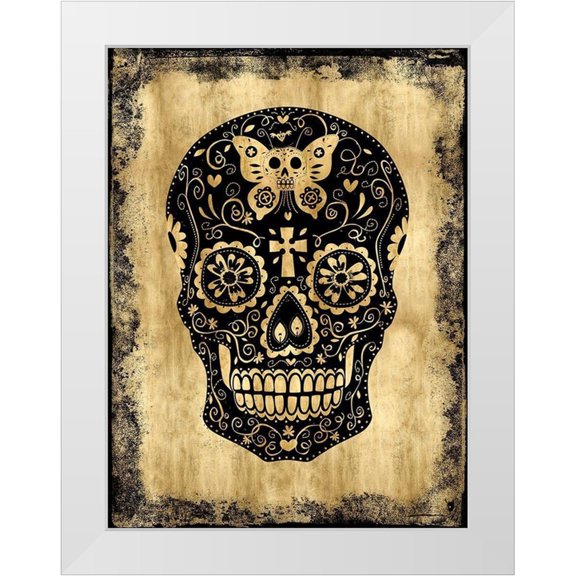 Wagner, Martin 12x14 White Modern Wood Framed Museum Art Print Titled - Day of the Dead in Black and Gold