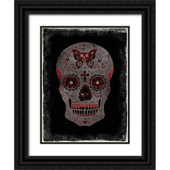 Wagner, Martin 15x18 Black Ornate Wood Framed with Double Matting Museum Art Print Titled - Day of the Dead in Red