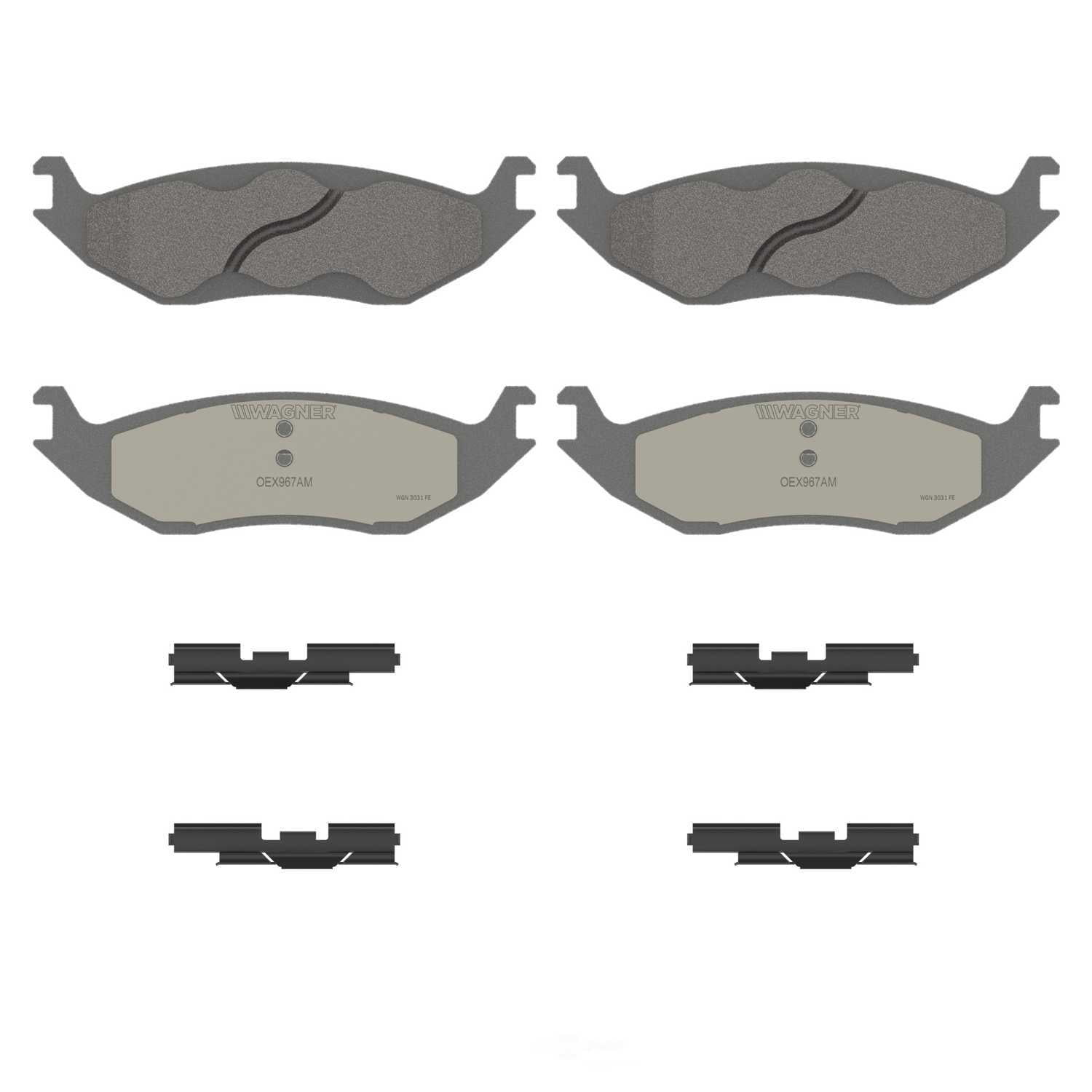 Wagner Brake OEX967AM OEX Rear Disc Brake Pad Set Premium Semi - Met