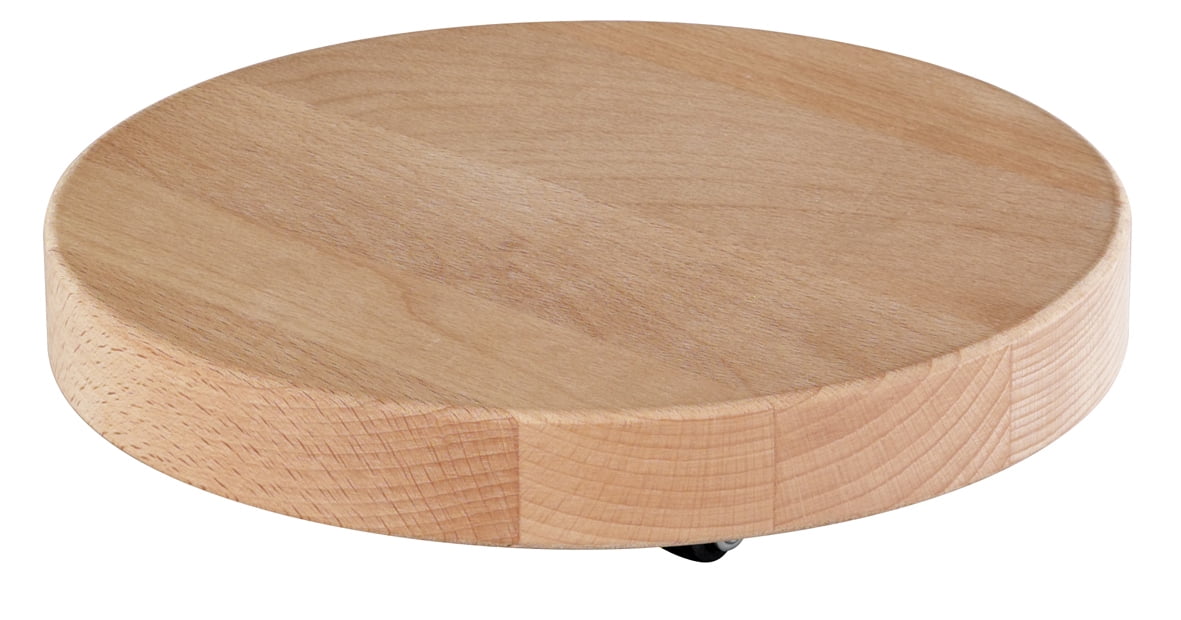Beech Wood Round Plant Caddy with No-Show Swivel Casters