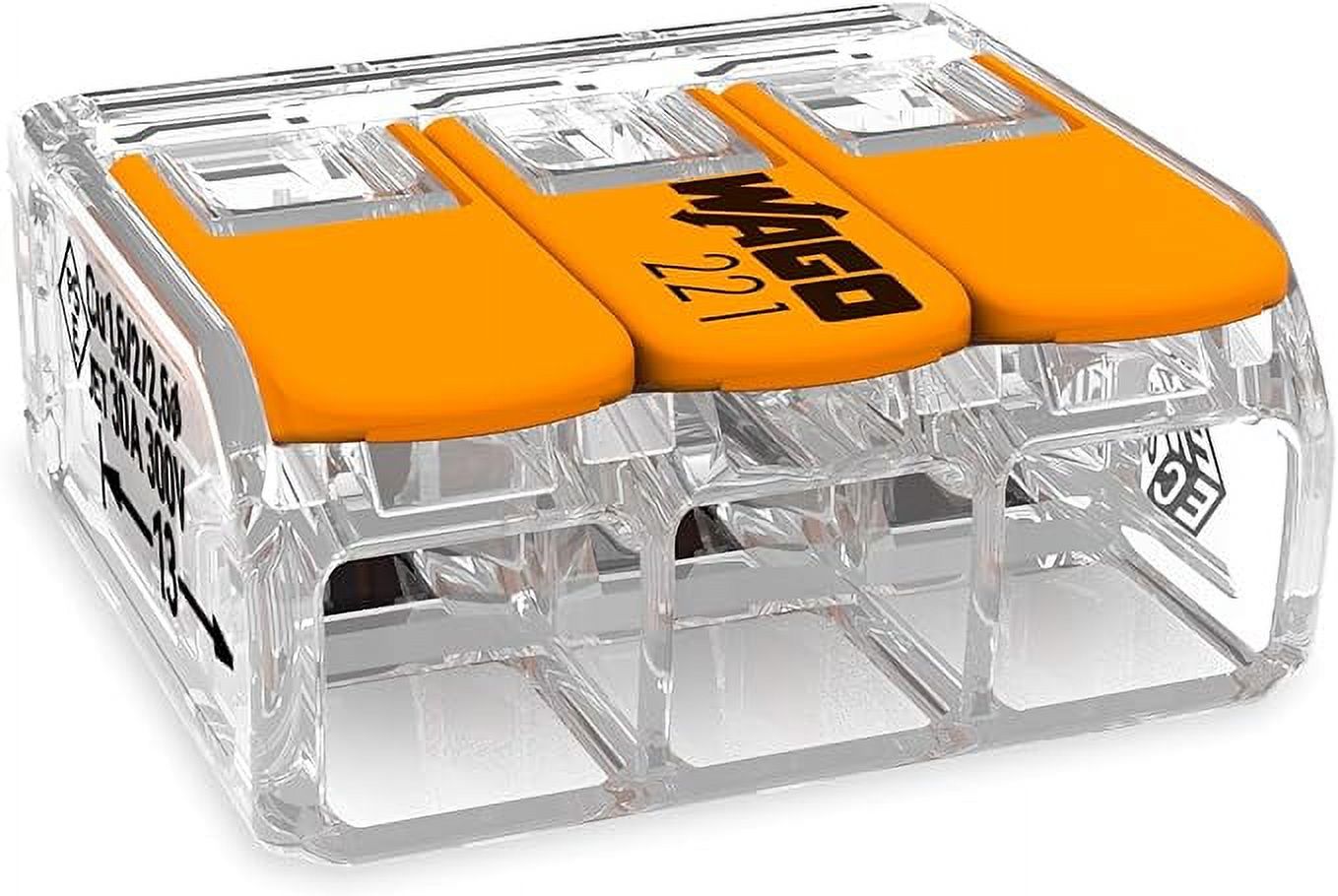 Wago 221-613 Lever-Nuts 10AWG 3 Conductor Compact Wire Connectors 10 PK ...