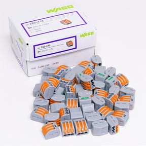 Wago 222-413 Wago 3-Conductor Lever-Nuts 222-413 Wire Splice Terminal Block Box of 50