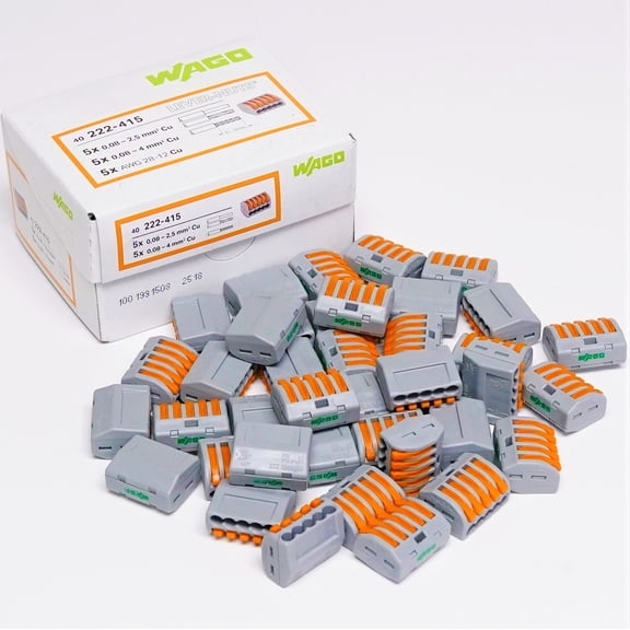 Wago 5-Conductor Lever-Nuts 222-415 Wire Splice Terminal Block Box of 40