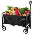 thumbnail image 1 of Wagon Cart Foldable Utility Wagon Shop Cart Collapsible Wheels Garden Cart Grocery Wagon for Shopping Park Picnic, Camping, Black, 1 of 7