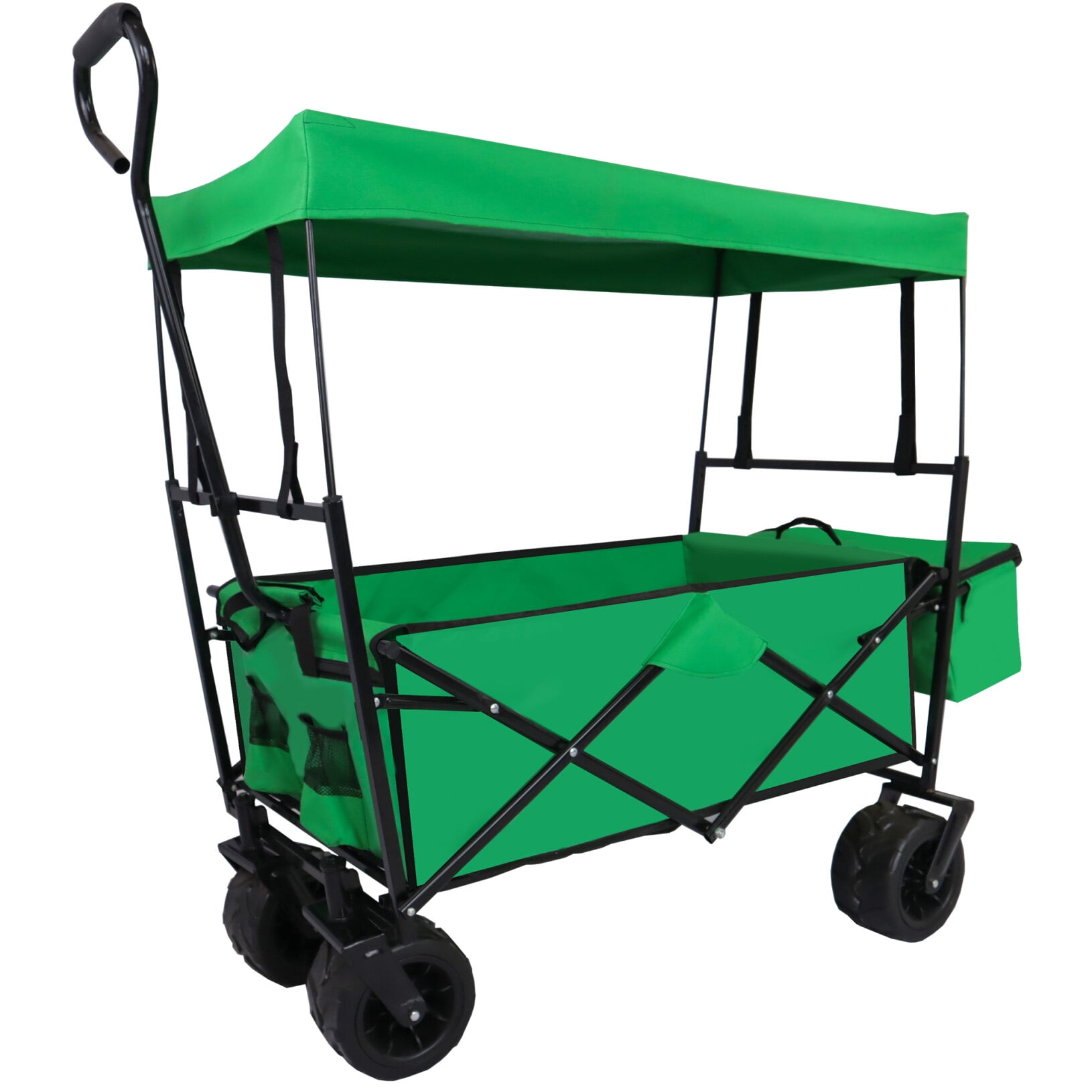 Wagon Cart, Folding Garden Carts with Removable Canopy, Portable Wagon Cart with Universal Wide