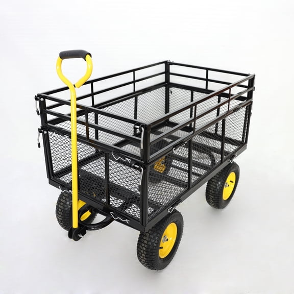 Wagon Cart Garden cart trucks make it easier to transport firewood Yellow+Black