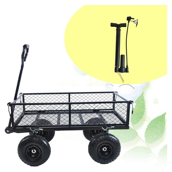 Wagon with Removable Sides Can be Used in Farms, Warehouses etc l Garden Dump cart- A Must-Have for Your Dream Garden Garden Essential- Dump cart air Wheels (Black air Wheels)