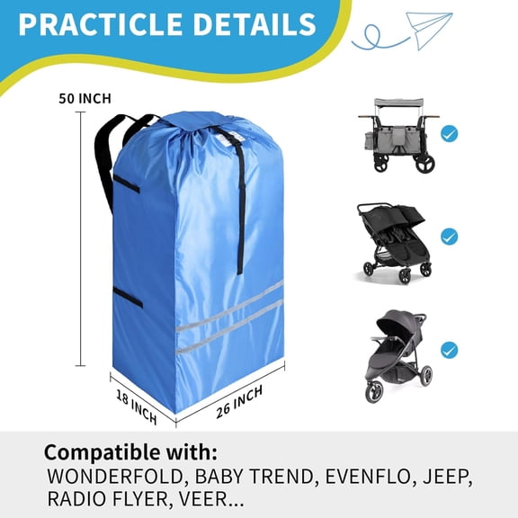 Wagon Stroller Travel Bag for Airplane Gate Check Compatible with Wonderfold Evenflo Veer Double Stroller with Separate Strap