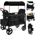 thumbnail image 1 of Vomeast Wagon Stroller for 4 Kids, 3-in-1 Outdoor Baby Stroller Wagon with Canopy, 5-Point Harness, Adjustable Handlebars, Removable Seat for Toddlers, Black, 1 of 11