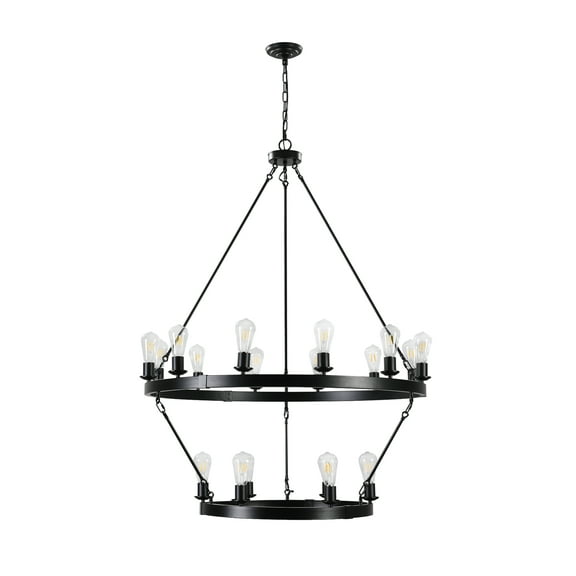 Wagon Wheel Chandelier, Farmhouse Kitchen Light With Medium Base Light Socket, 53"H 2 Tier Ceiling Light For Bedroom, Dinning Room, Living Room, Kitchen