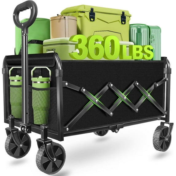 Wagons Carts Foldable - Collapsible Folding Wagon - Wagon Cart with Wheels Portable for Sports, Camping, Storage, Travel, Shopping -