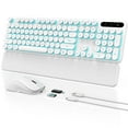 thumbnail image 1 of Wagpak Wireless Keyboard and Mouse Backlit - Retro Round Keycaps, Detachable Wrist Rest, White, 1 of 8