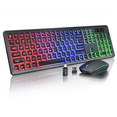 thumbnail image 1 of Wagpak Wireless Keyboard and Mouse Combo RGB Backlit Rechargeable 2.4GHz Quiet 108 Keys Keyboard-Black, 1 of 8