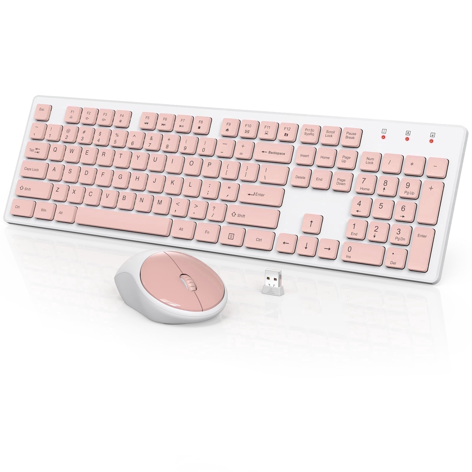 Windows Computer Keyboard White Wagpak Wireless Keyboard and Mouse, Silent 2.4GHz Cordless Combo for PC ...