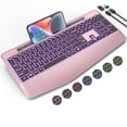 thumbnail image 1 of Wagpak Wireless Keyboard with 7 Colored Backlits, 102-Count and Wrist Rest (Rose gold), 1 of 8