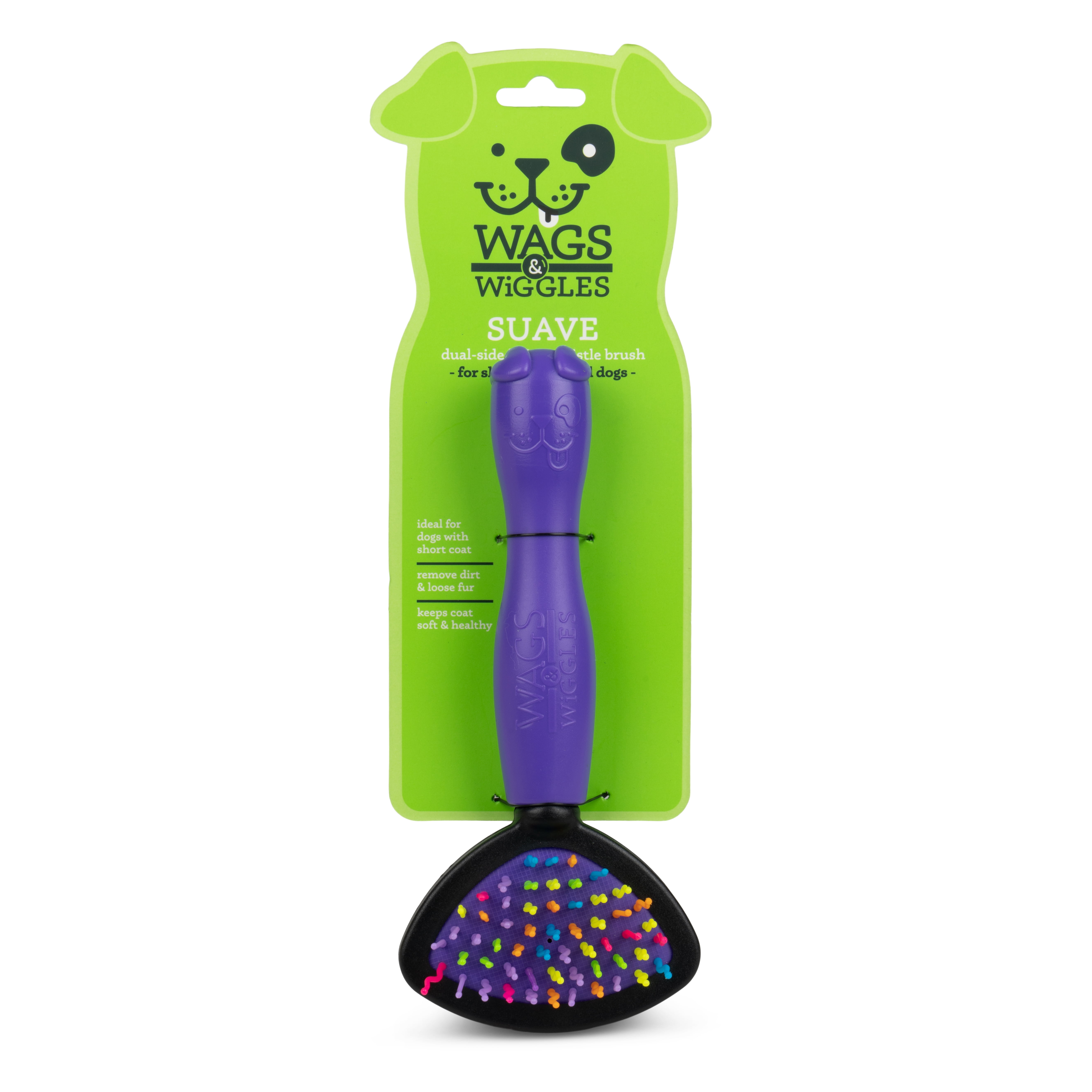 Wags & Wiggles Small Dual Sided Bristle and Wiggle Pin Dog Brush for ShortHaired Dogs