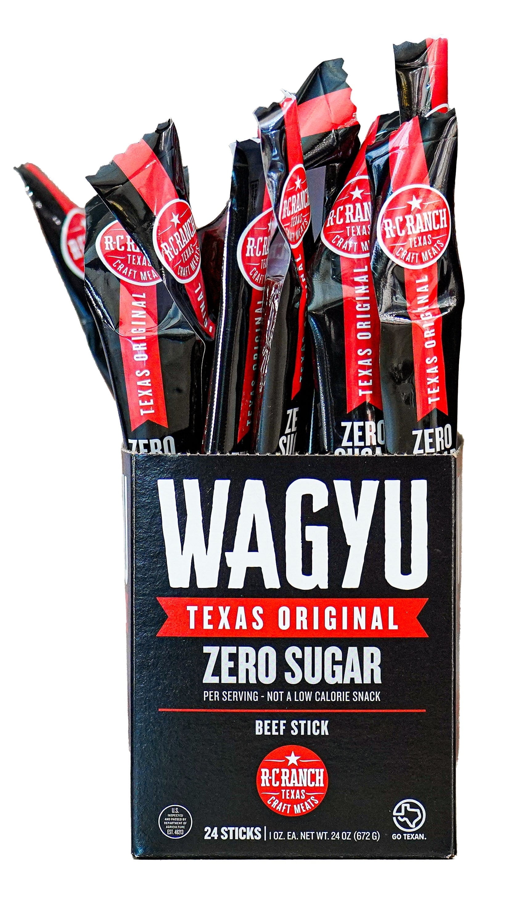 R-C Ranch Wagyu Beef Stick 1oz Single Stick, Original Zero Sugar (24 Sticks)