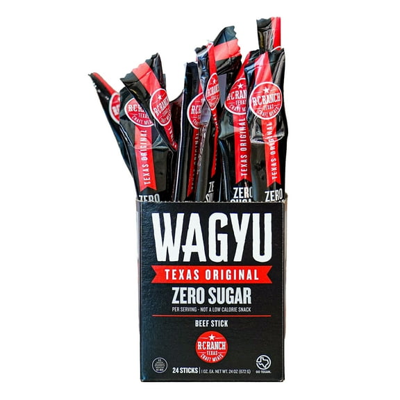 R-C Ranch Wagyu Beef Stick 1oz Single Stick, Original Zero Sugar (24 Sticks)