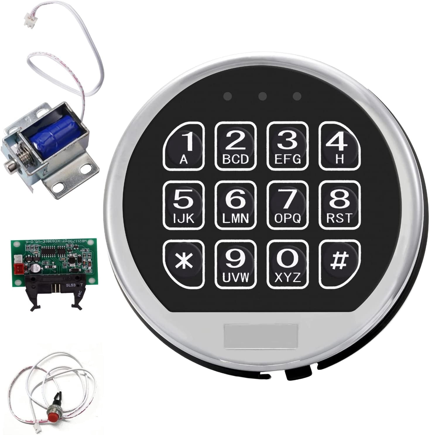 Wah Lin Parts Chrome Keypad Gun Safe Lock Replacement, 95mm, Electronic Lock