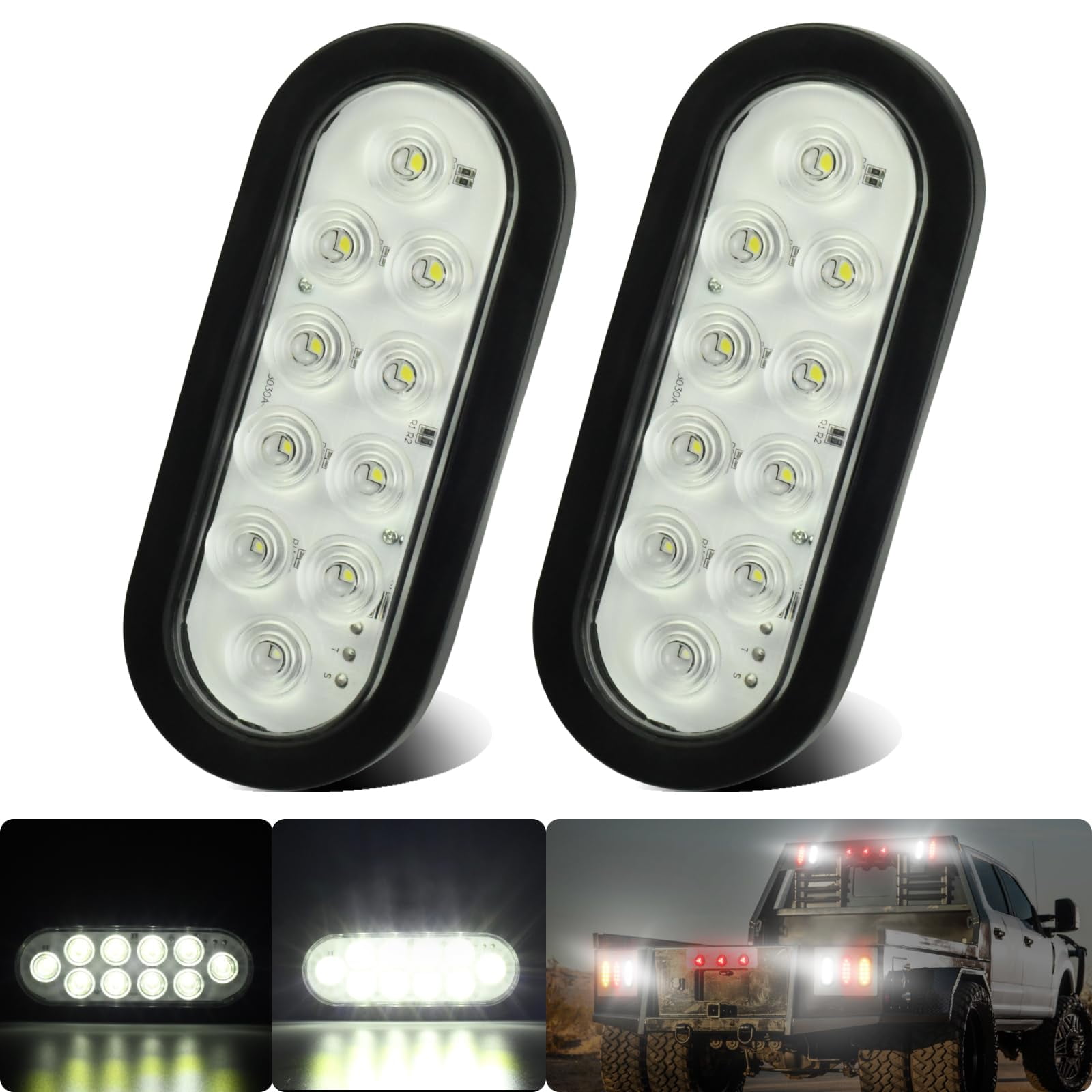 WahMOTOTin 2Pcs 6 inch SE33 Oval LED Boat Trailer Flatbed Pickup Truck