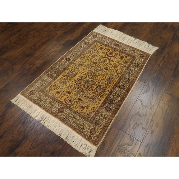 Wahi Rugs Hand Knotted Fine Silk Prayer Tabriz 3'0"x5'0" -w737