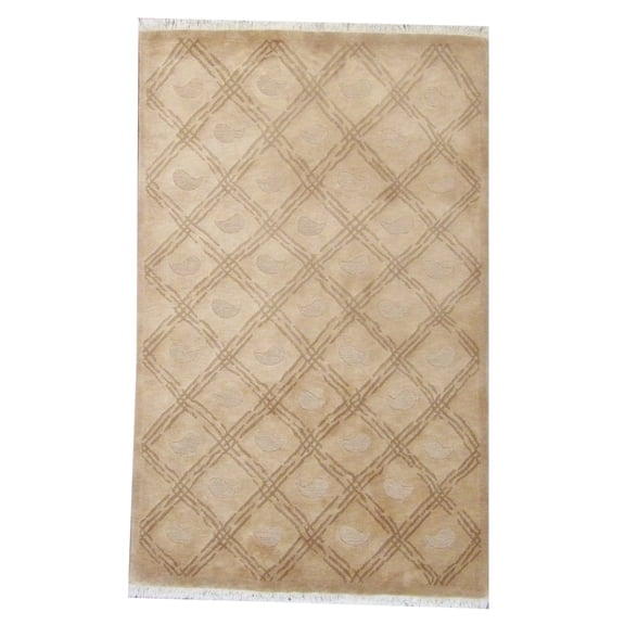 Wahi Rugs Hand Knotted Tibetan Loop Diamond Design 5'0"x8'0" -W861