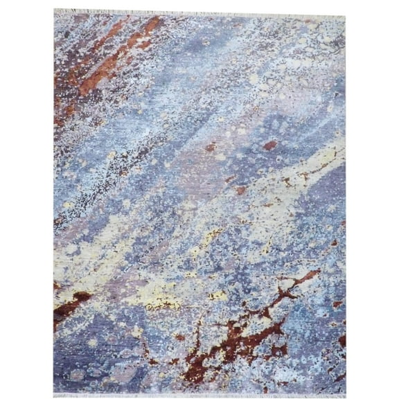 Wahi Rugs Hand Knotted Transitional Oxidized Marble Design Carved 8'0"x10'0" -w11160