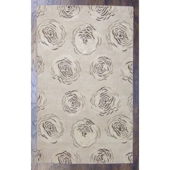 Wahi Rugs Hand Knotted Transitional Rose Design 4'0"x6'0" -w361