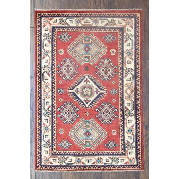 Wahi Rugs Hand Knotted Tribal Super Kazak Natural-dye 2'0"x4'0" -w534