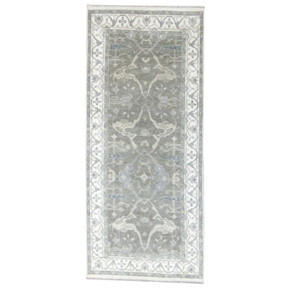 Wahi Rugs Hand Knotted Turk Oushak Silver Wash 4'0"x10'0" -W1169