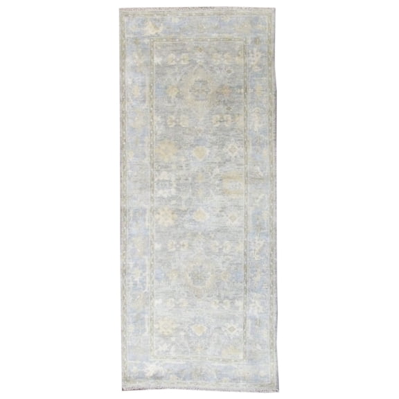 Wahi Rugs Hand Knotted Turk Oushak Silver Wash 4'0"x10'0" -w1170
