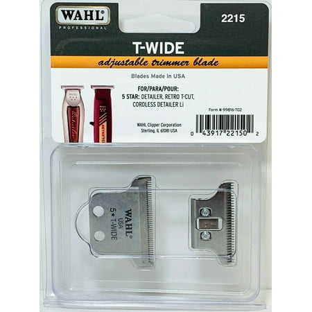 Wahl #2215 T-Wide Adjustable Trimmer Blade For Detailer & Retro T-Cut