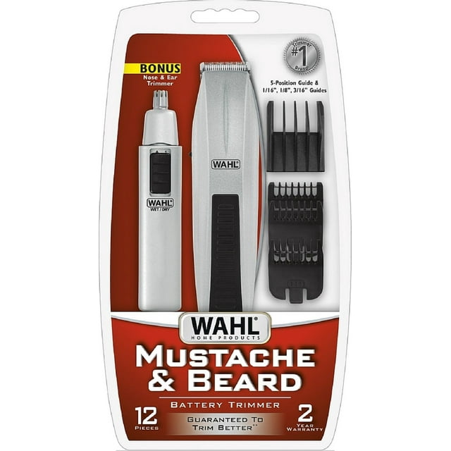 Wahl 4 Pack Wahl Mustache & Beard Battery Trimmer Kit with Bonus Nose