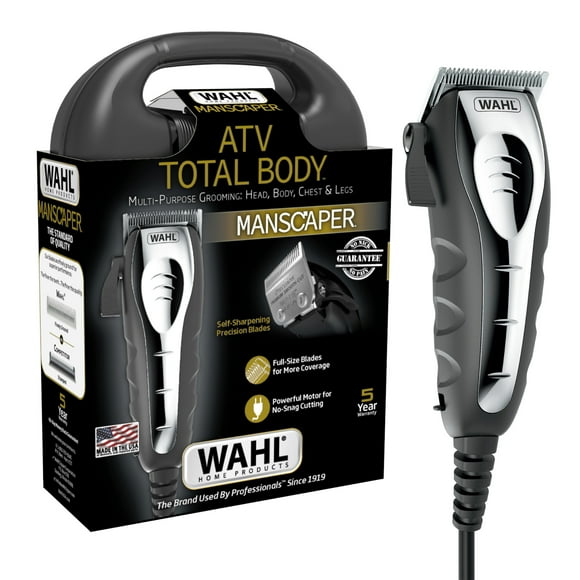 Wahl ATV Total Body Manscaper Hair Clipper for Men, Corded 18pc, Black Chrome 3024498