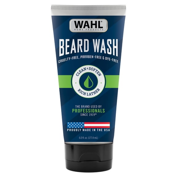 Wahl Beard Wash for Men Cleansing & Softening Shampoo, Rich Lather, Hydrating, Paraben-Free, Dye-Free, Cruelty-Free Beard Care for All Facial Hair Types Model 3028693