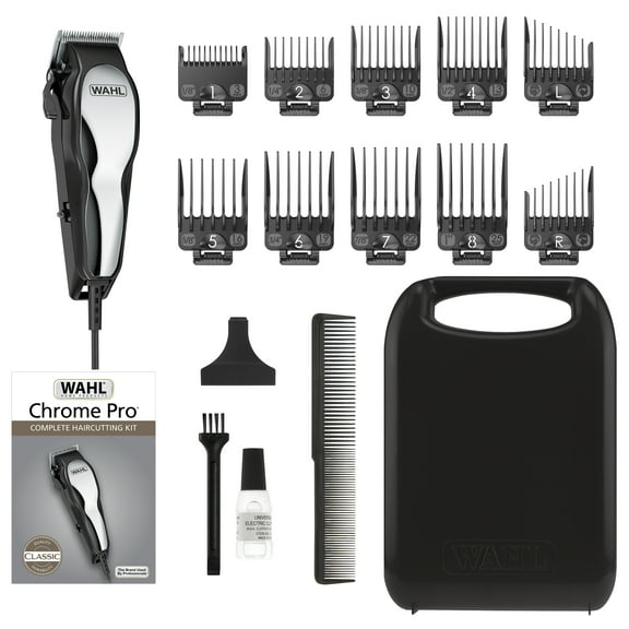 Wahl Chrome Pro Corded Haircutting Kit Men or Women, Black/Chrome -79730T