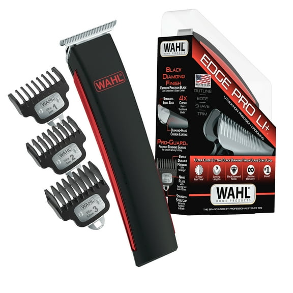 Wahl Edge Pro Lithium-Ion Rechargeable Battery Beard Trimmer with T-Blade, 17Pc for Men, Black, 9895