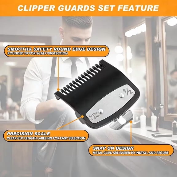 Wahl Hair Clippers Replacement Guards - 4 Piece Professional Guide Comb Set for Barbers and Stylists in Black and Red