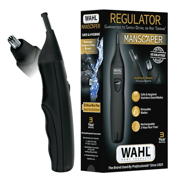 Wahl Manscaper Regulator, Rechargeable Ear, Nose, Brow Double Sided Men's Detail Trimmer, 9865-4701