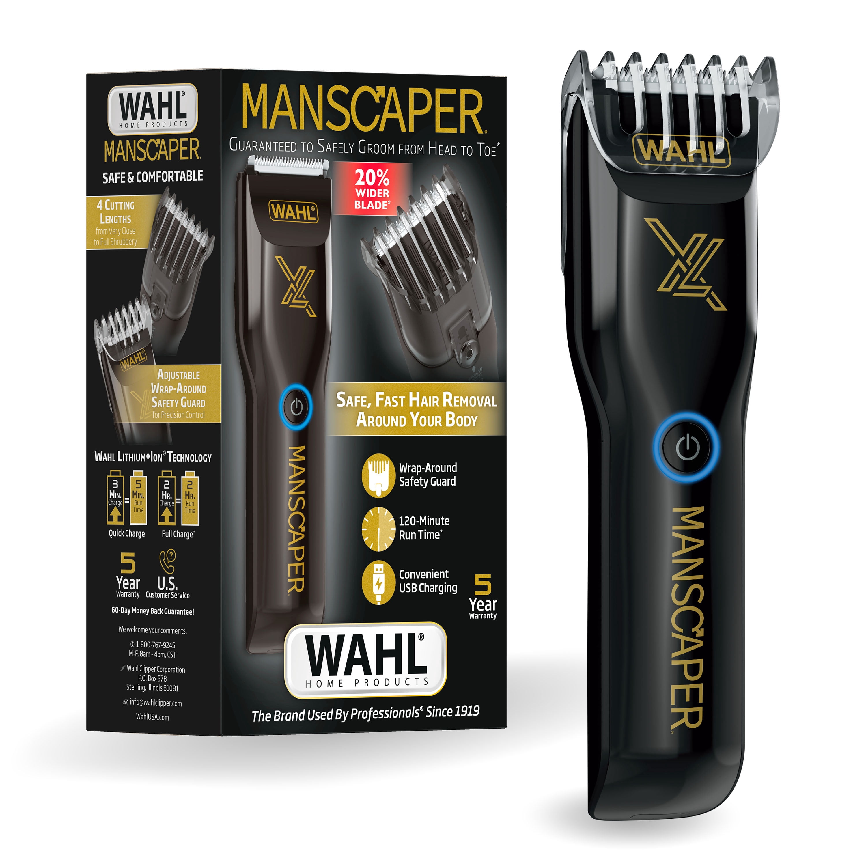 Wahl Manscaper XL Body Groomer, Rechargeable 20% Wider Blade - Black 3028245