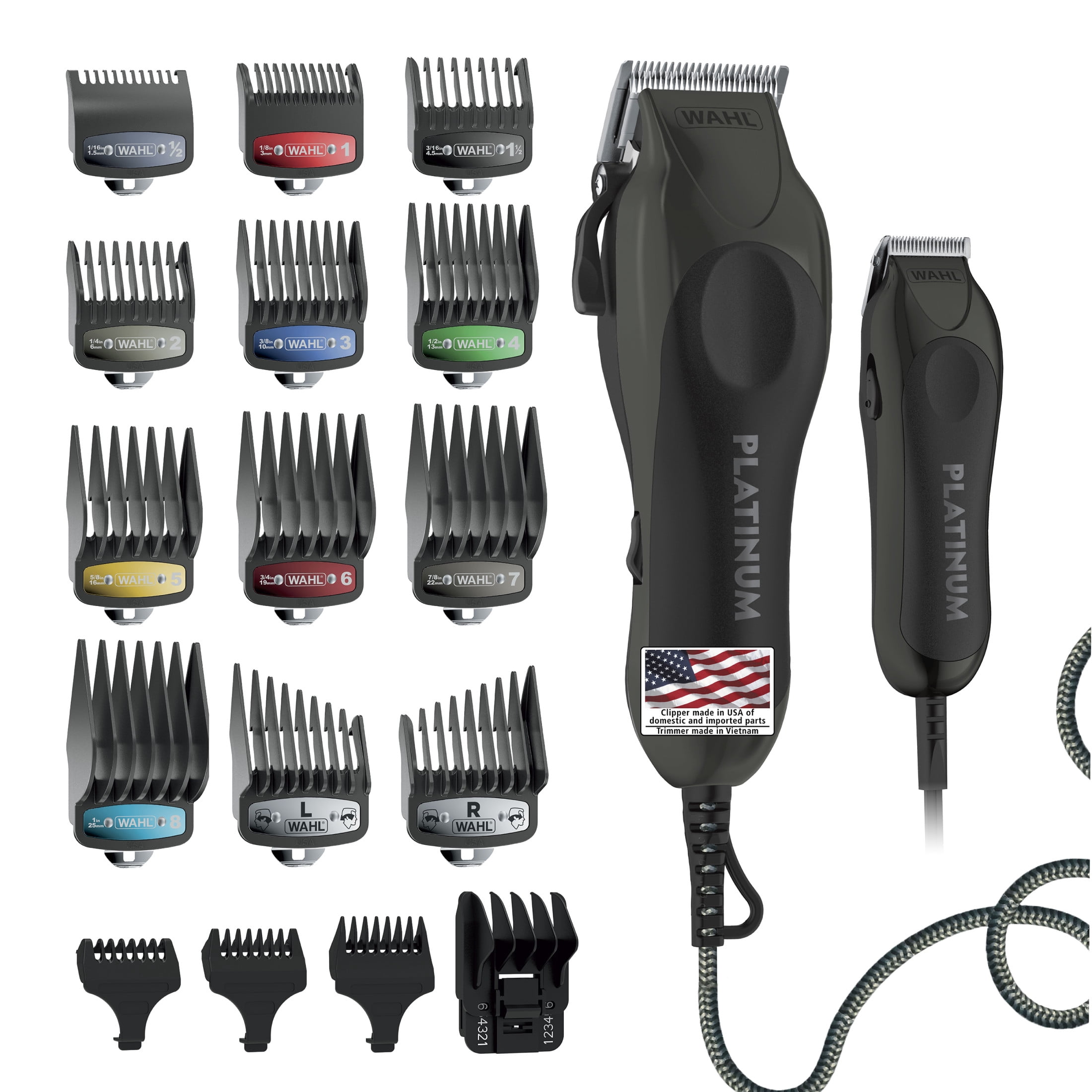 Wahl Pro Series Platinum Combo Kit for Men & Women, Premium Hair Clipper Black/ Corded 79804-100