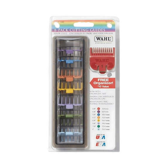 Wahl Professional 8 Color Coded Cutting Guides with Organizer #3170-400 1 ea