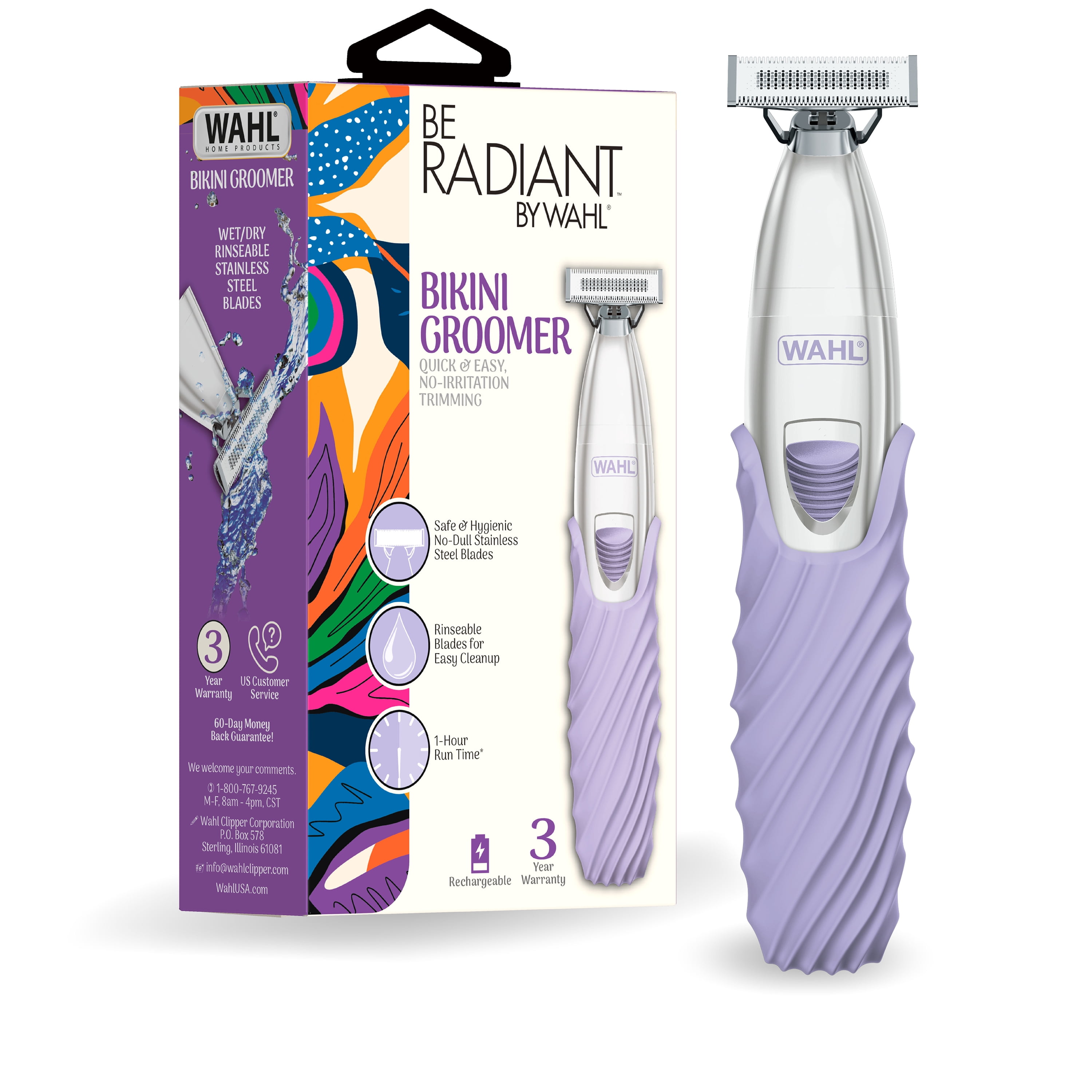Wahl Be Radiant Cordless Rechargeable Bikini Trimmer for Women with Everlast Blades 3027039