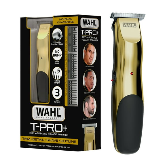 Wahl T-Pro Plus, USB Rechargeable Battery Trimmer, Gold with Rubber Grips - 3028171