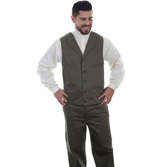 Scully 541714-ARM-XXL Wah-Maker Mens 100 Percent Cotton Herringbone Vest, Army - 2XL